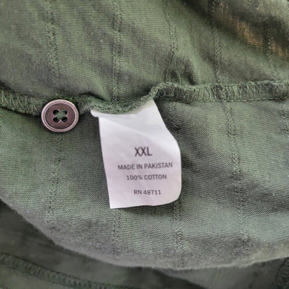 Falls Creek Mens Shirt XXL Short Sleeve Quarter Button Green Embroidered GRE4E - Picture 8 of 8